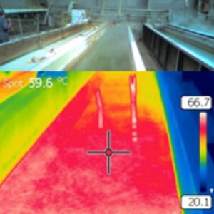 Uncovered tank with heat loss visualisation