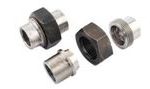 WI CS union A collection of plumbing fittings, including a union, a nut, and a coupling