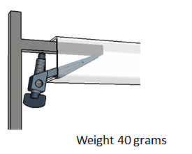 wedge clamp 1 A schematic representation of a clamp mechanism. The clamp utilizes a screw and lever arm for clamping. The weight of the clamp is specified as 40 grams.