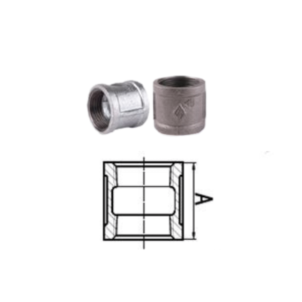 Malleable taper thread socket with diagram