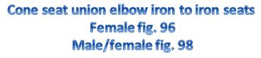 Cone seat union elbow iron to iron seats Female fig. 96 Male/female fig. 98