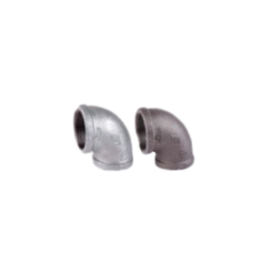 Two malleable iron female 90 degree elbow fittings