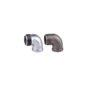 Two malleable iron male female 90 degree elbow fittings